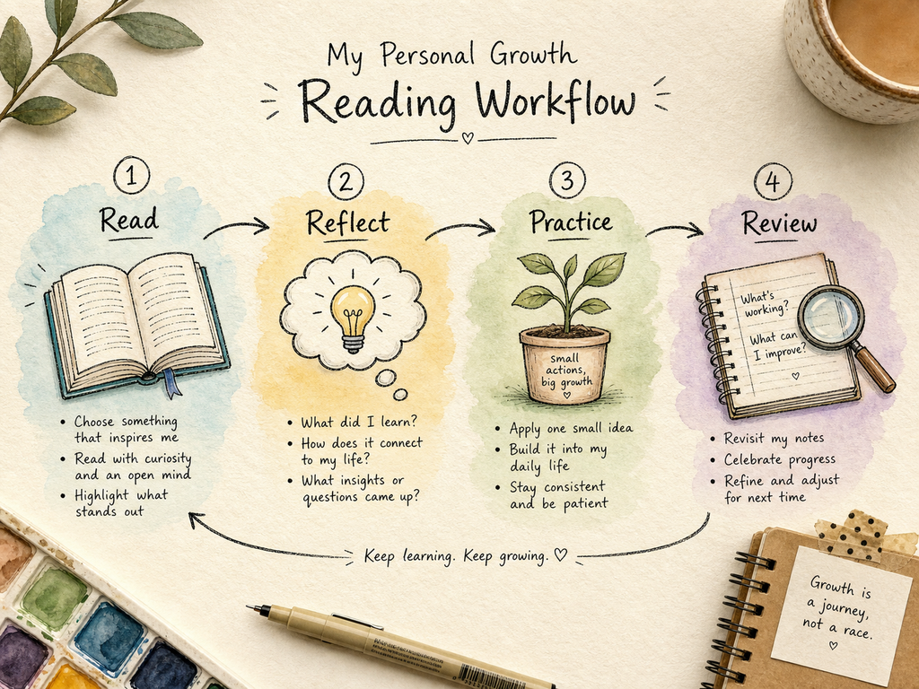 Apply spirituality self-improvement books through a personal growth reading routine